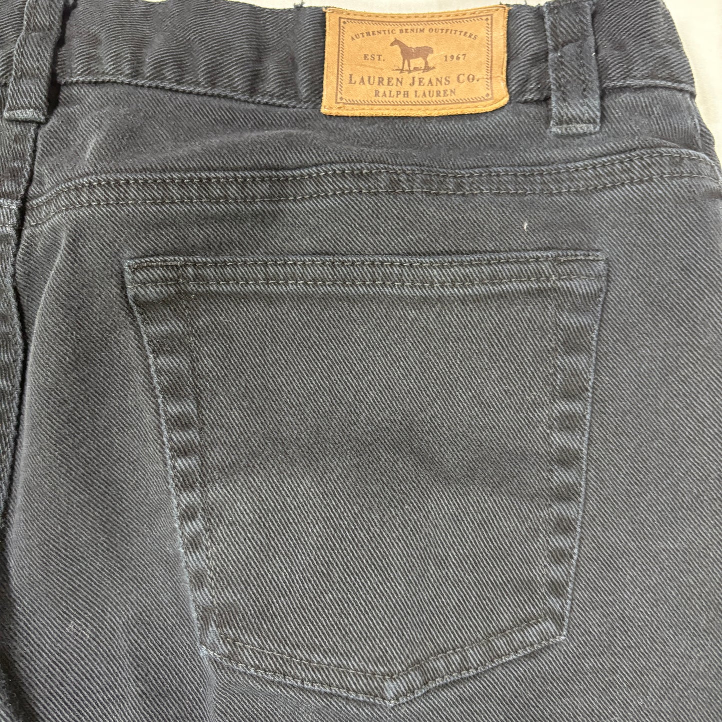 Ralph Lauren Jeans Co Women 12P Black Denim Stretch Petite Classic Casual Pants