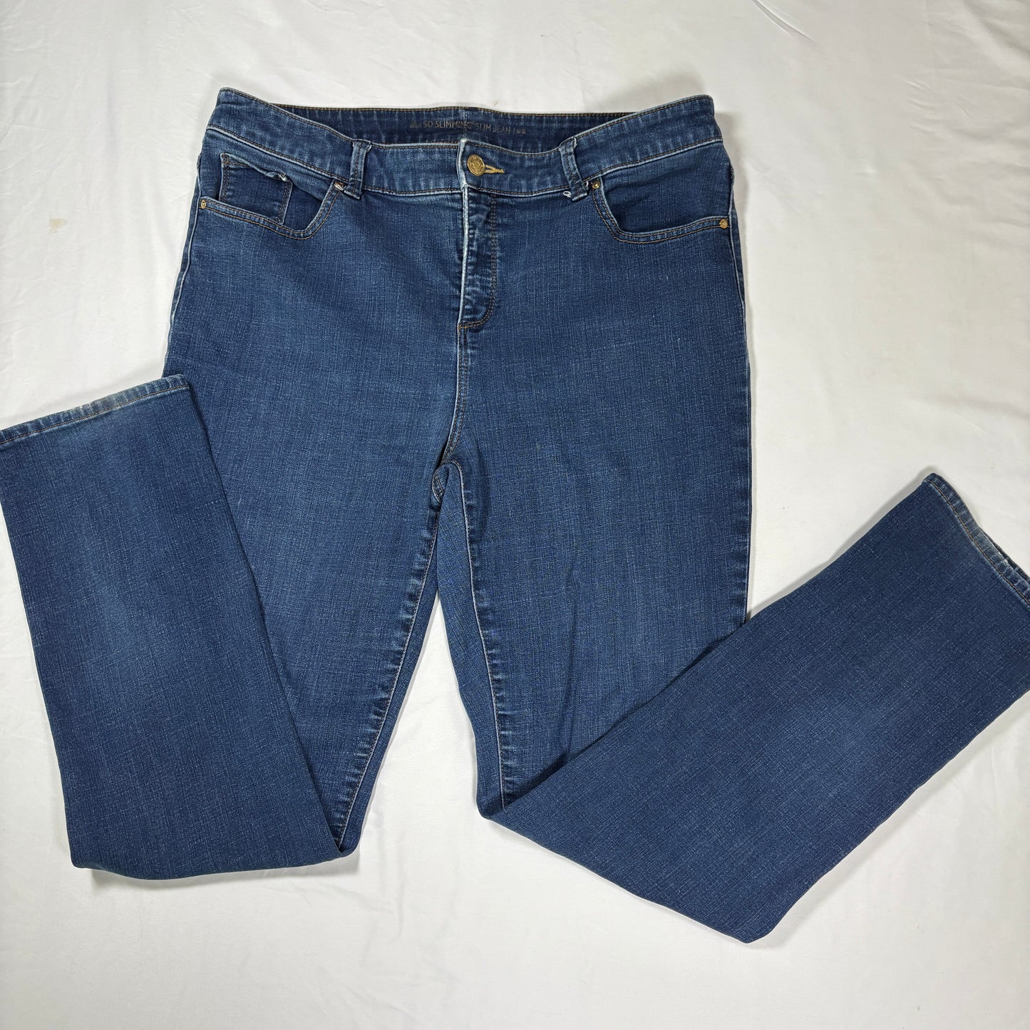 Chico’s So Slimming Jeans Women 2 Reg Blue Stretch Straight Denim Classic Pants