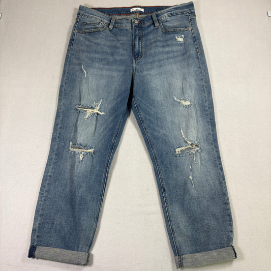 Eunina Themogan Frankie Jeans 15 Blue Low Rise Girlfriend Distressed Denim