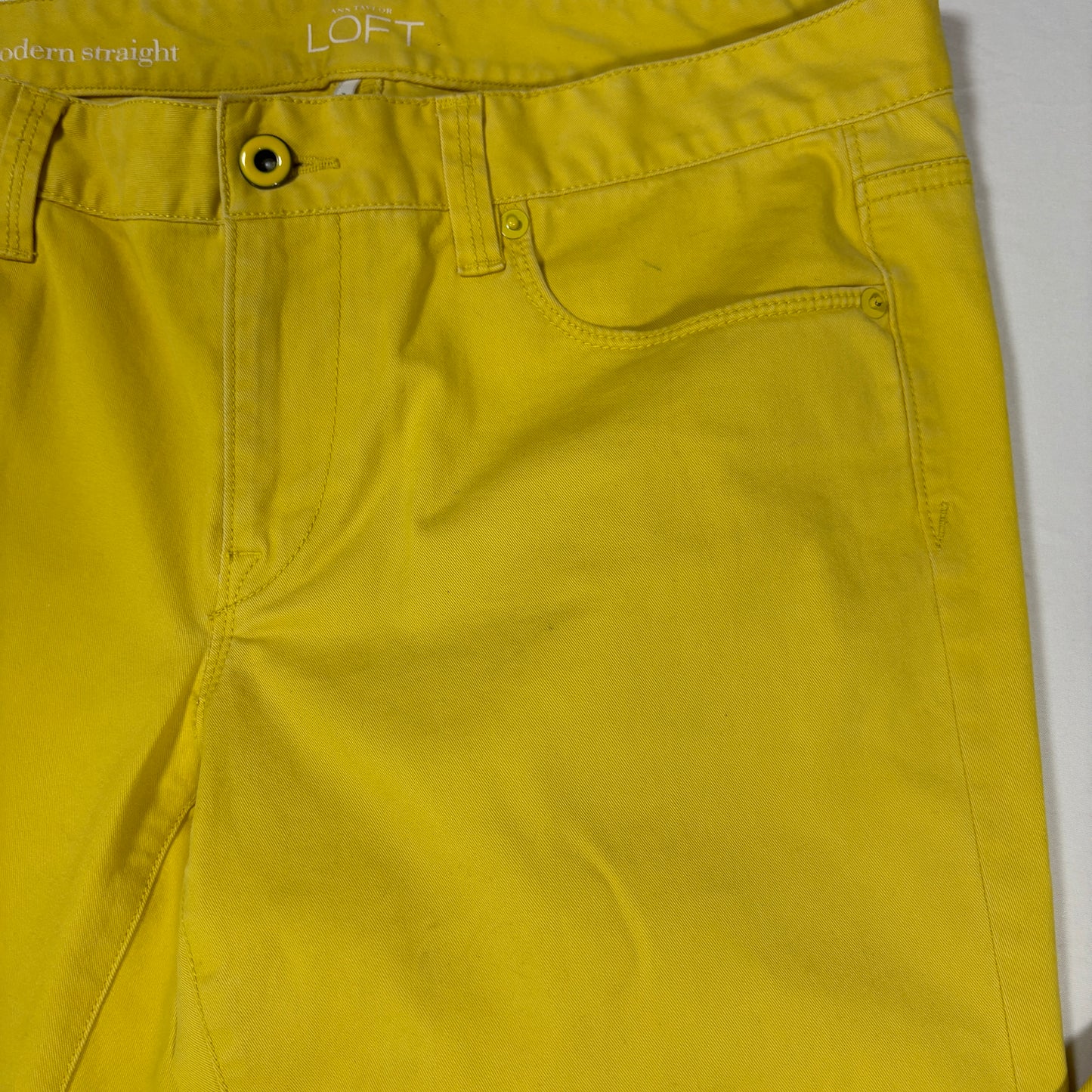 LOFT Modern Straight Jeans Women Yellow Stretch Denim Bright Casual Pants
