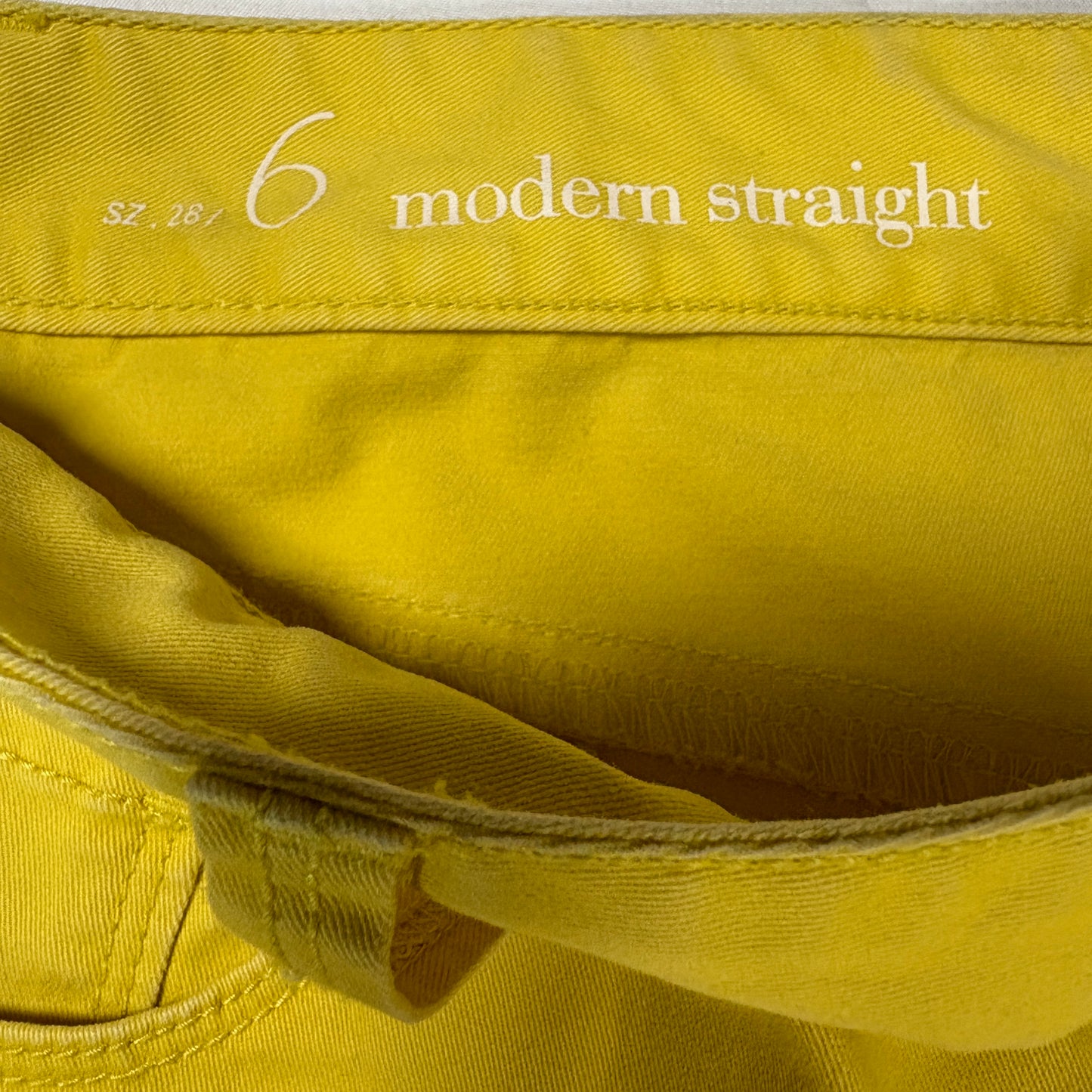 LOFT Modern Straight Jeans Women Yellow Stretch Denim Bright Casual Pants
