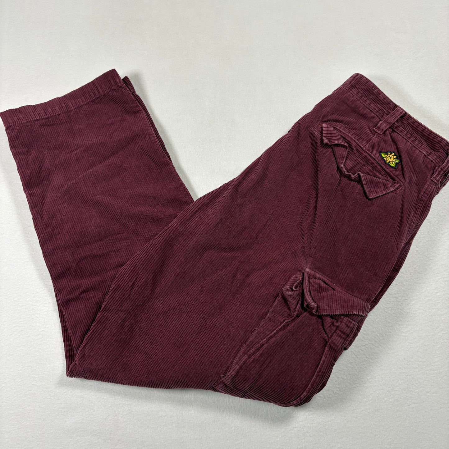 Vans Mens 32 Corduroy Cargo Pants Burgundy Red Baggy Y2K 90s Grunge Streetwear