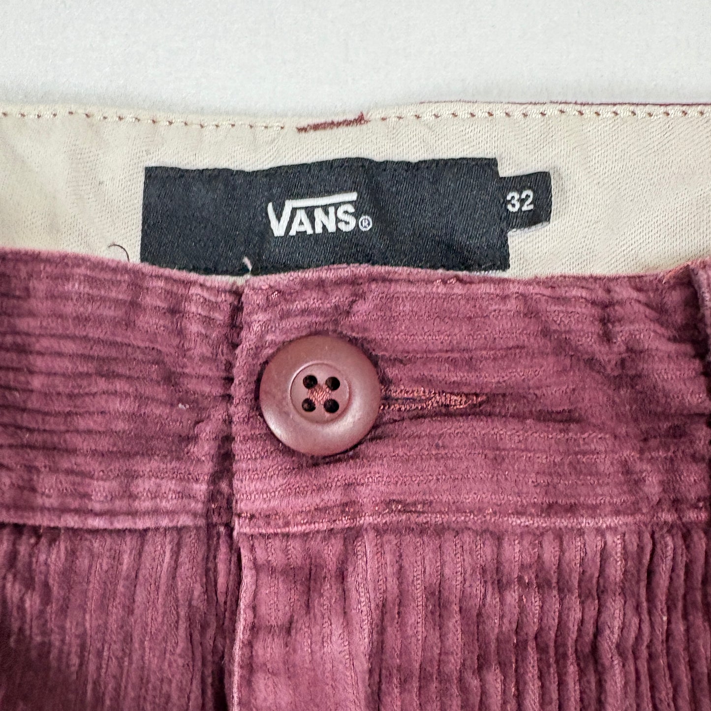 Vans Mens 32 Corduroy Cargo Pants Burgundy Red Baggy Y2K 90s Grunge Streetwear