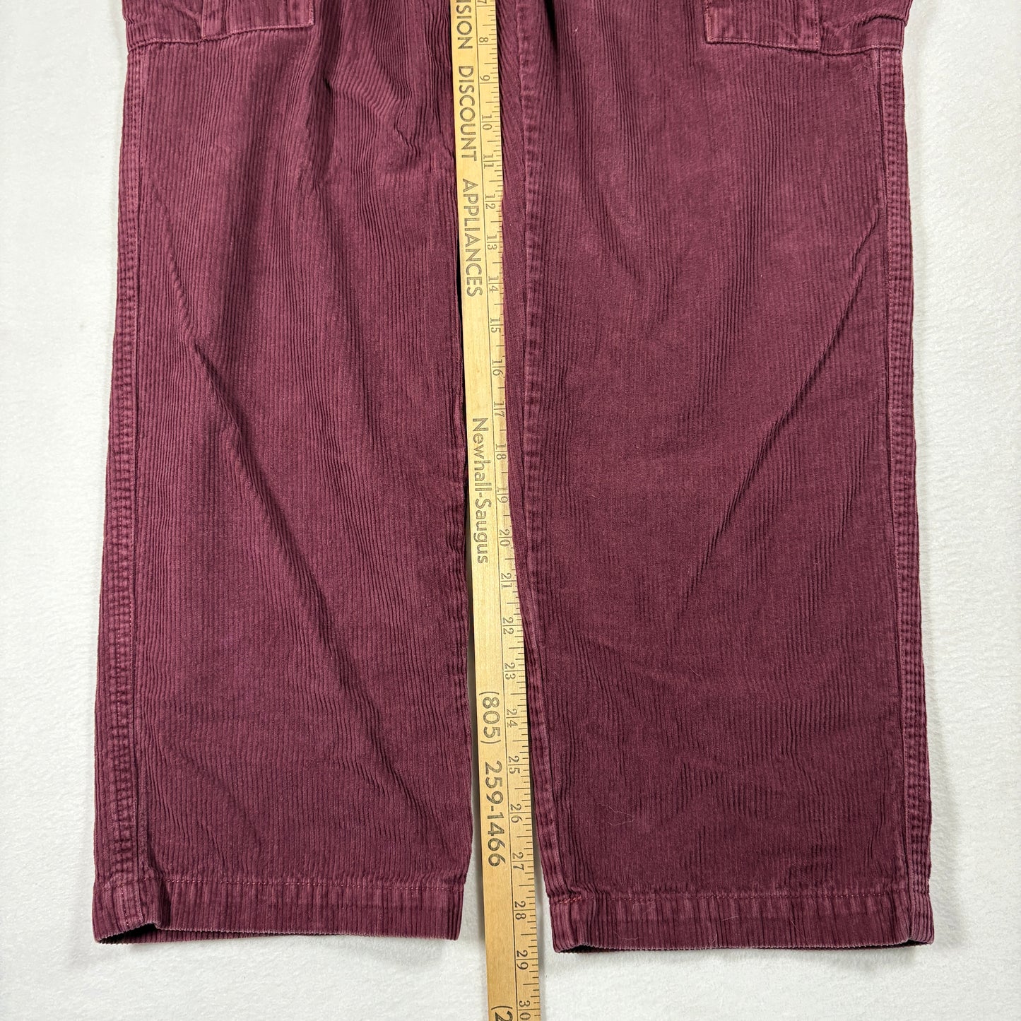 Vans Mens 32 Corduroy Cargo Pants Burgundy Red Baggy Y2K 90s Grunge Streetwear