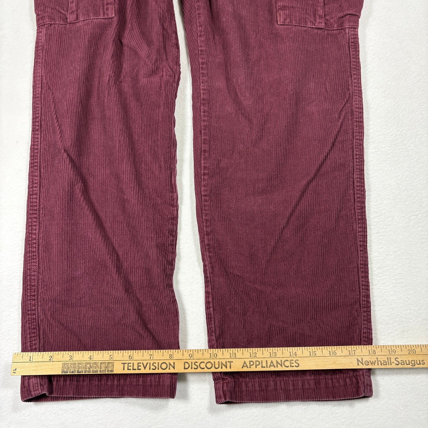 Vans Mens 32 Corduroy Cargo Pants Burgundy Red Baggy Y2K 90s Grunge Streetwear