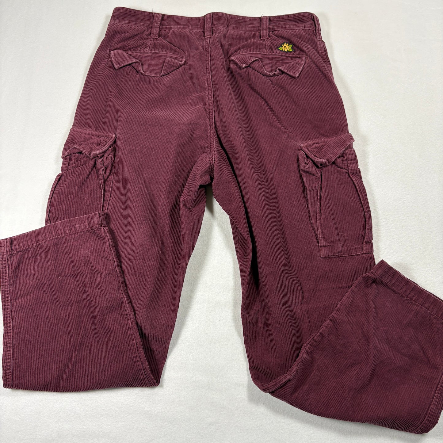 Vans Mens 32 Corduroy Cargo Pants Burgundy Red Baggy Y2K 90s Grunge Streetwear