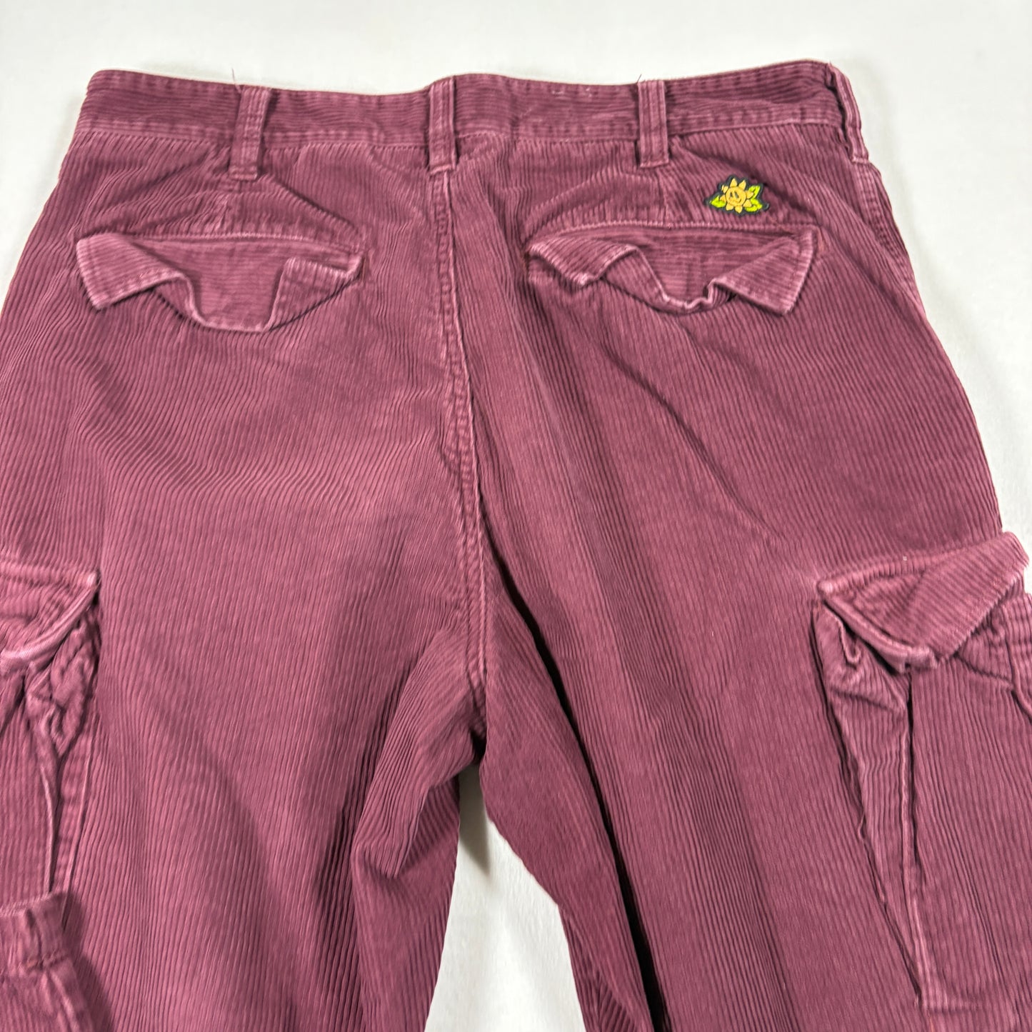 Vans Mens 32 Corduroy Cargo Pants Burgundy Red Baggy Y2K 90s Grunge Streetwear