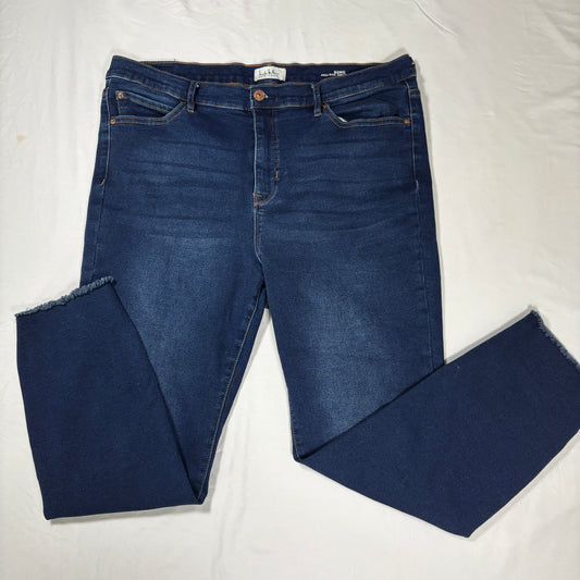 Nicole Miller Jeans Women 16 Blue Soho High Rise Ankle Skinny Raw Hem Stretch