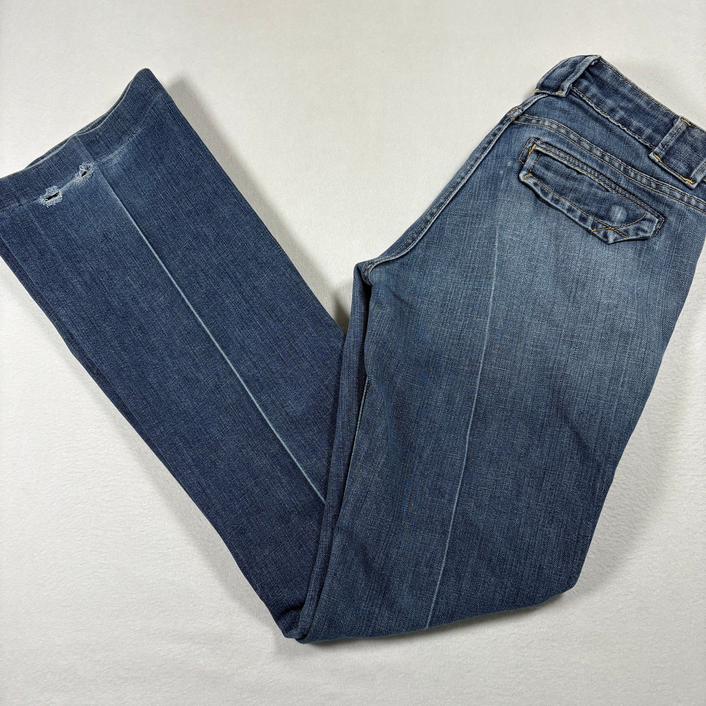 Gap Womens 6 Long Ultra Low Rise Jeans Blue Y2K 2000s Distressed Denim Grunge