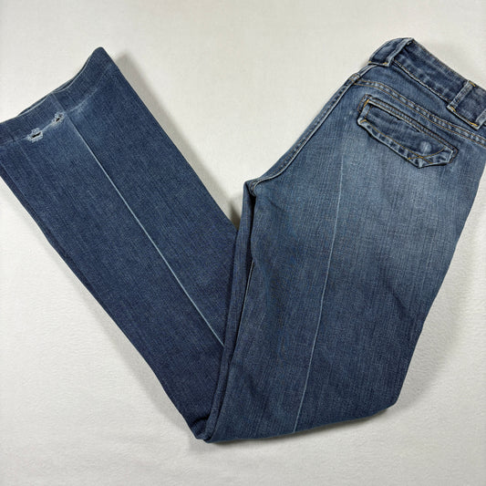 Gap Womens 6 Long Ultra Low Rise Jeans Blue Y2K 2000s Distressed Denim Grunge