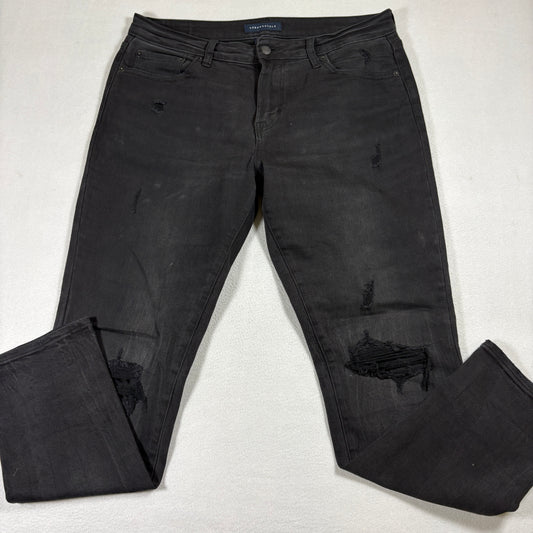 Aeropostale Jeans Mens 33x32 Black Distressed Athletic Skinny Denim Grunge Y2K