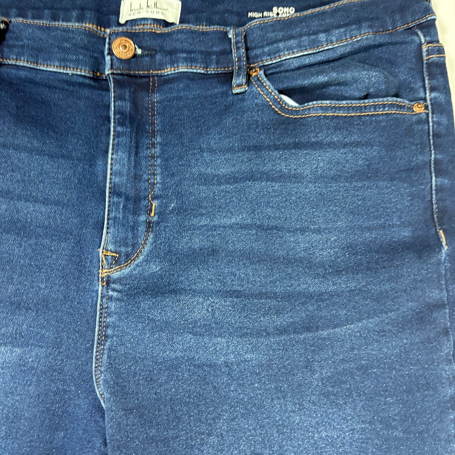 Nicole Miller Jeans Women 16 Blue Soho High Rise Ankle Skinny Raw Hem Stretch