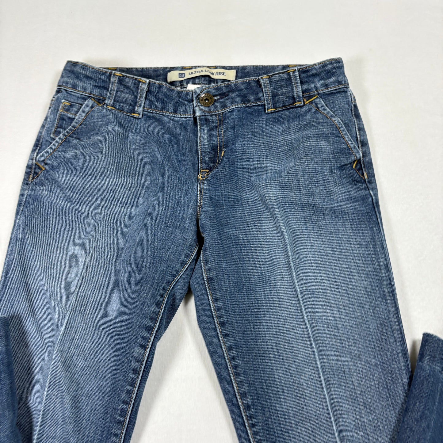 Gap Womens 6 Long Ultra Low Rise Jeans Blue Y2K 2000s Distressed Denim Grunge