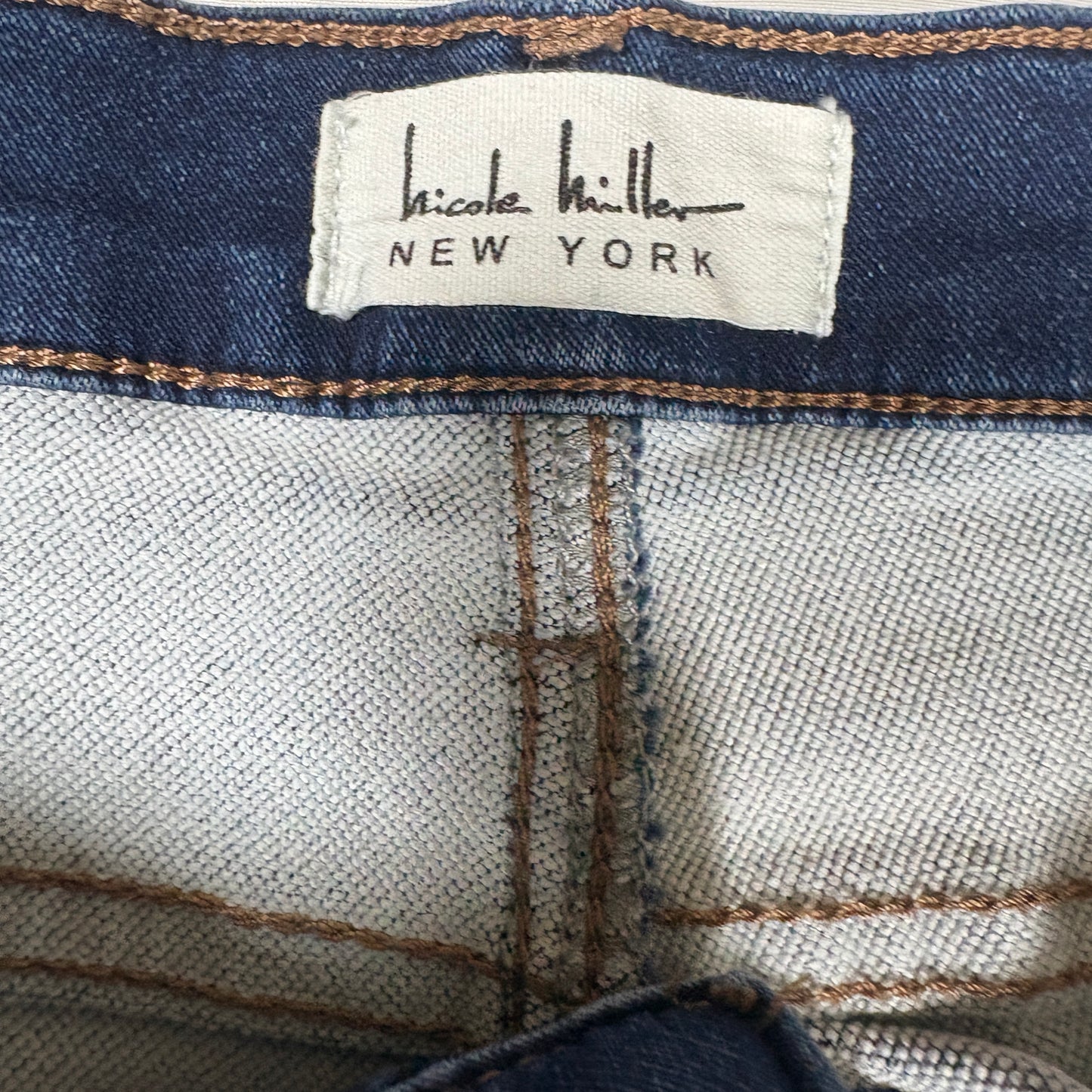Nicole Miller Jeans Women 16 Blue Soho High Rise Ankle Skinny Raw Hem Stretch