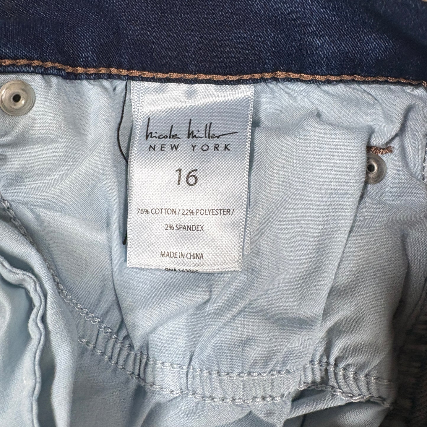 Nicole Miller Jeans Women 16 Blue Soho High Rise Ankle Skinny Raw Hem Stretch