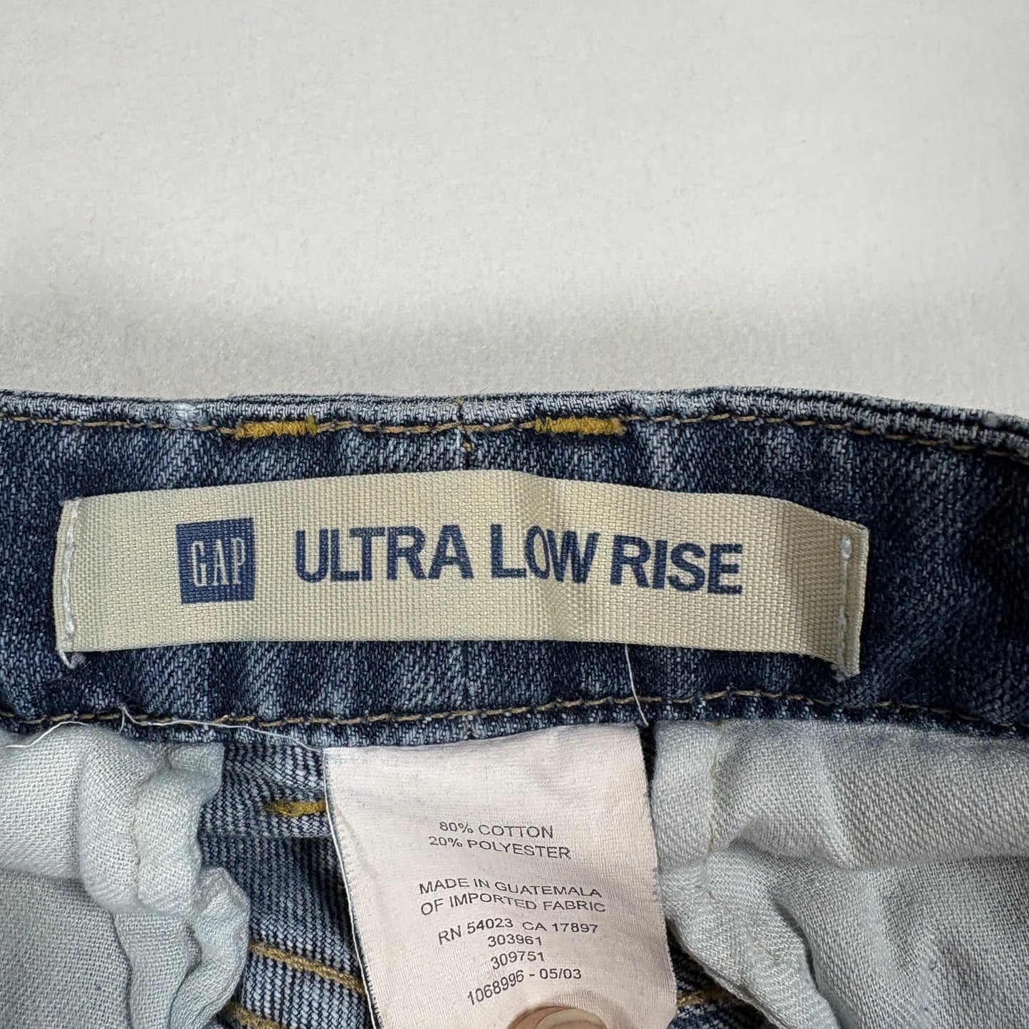 Gap Womens 6 Long Ultra Low Rise Jeans Blue Y2K 2000s Distressed Denim Grunge