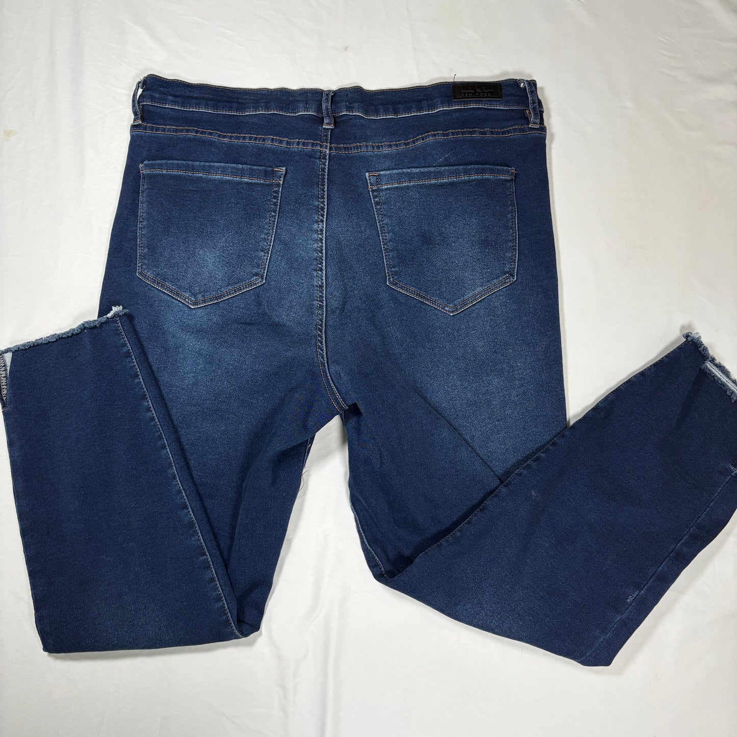 Nicole Miller Jeans Women 16 Blue Soho High Rise Ankle Skinny Raw Hem Stretch