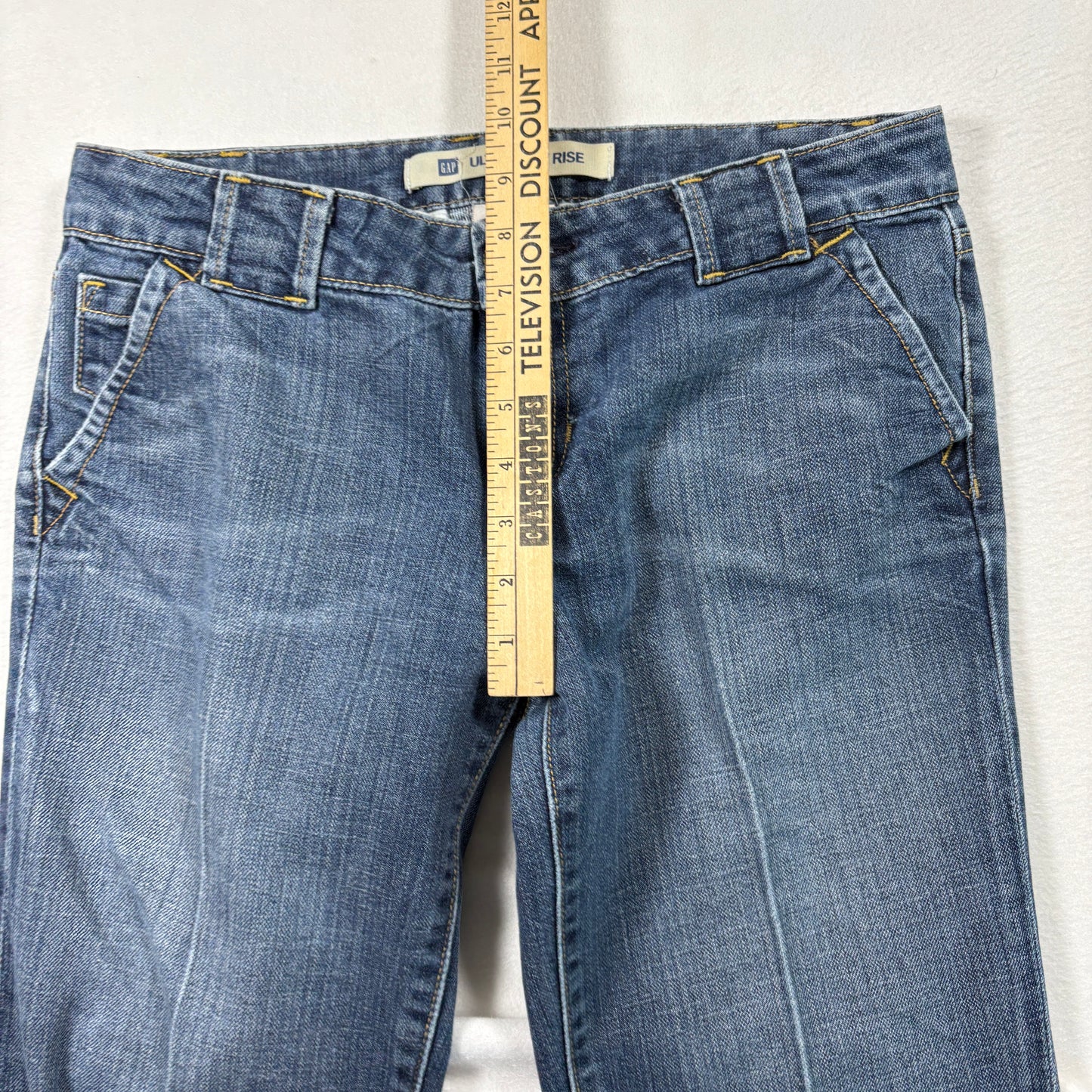 Gap Womens 6 Long Ultra Low Rise Jeans Blue Y2K 2000s Distressed Denim Grunge