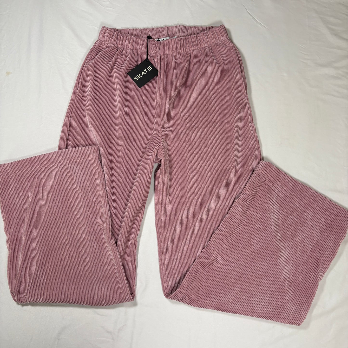Skatie Corduroy Pants Women S Pink Wide Leg Baggy Lounge Pull On Stretch NWT