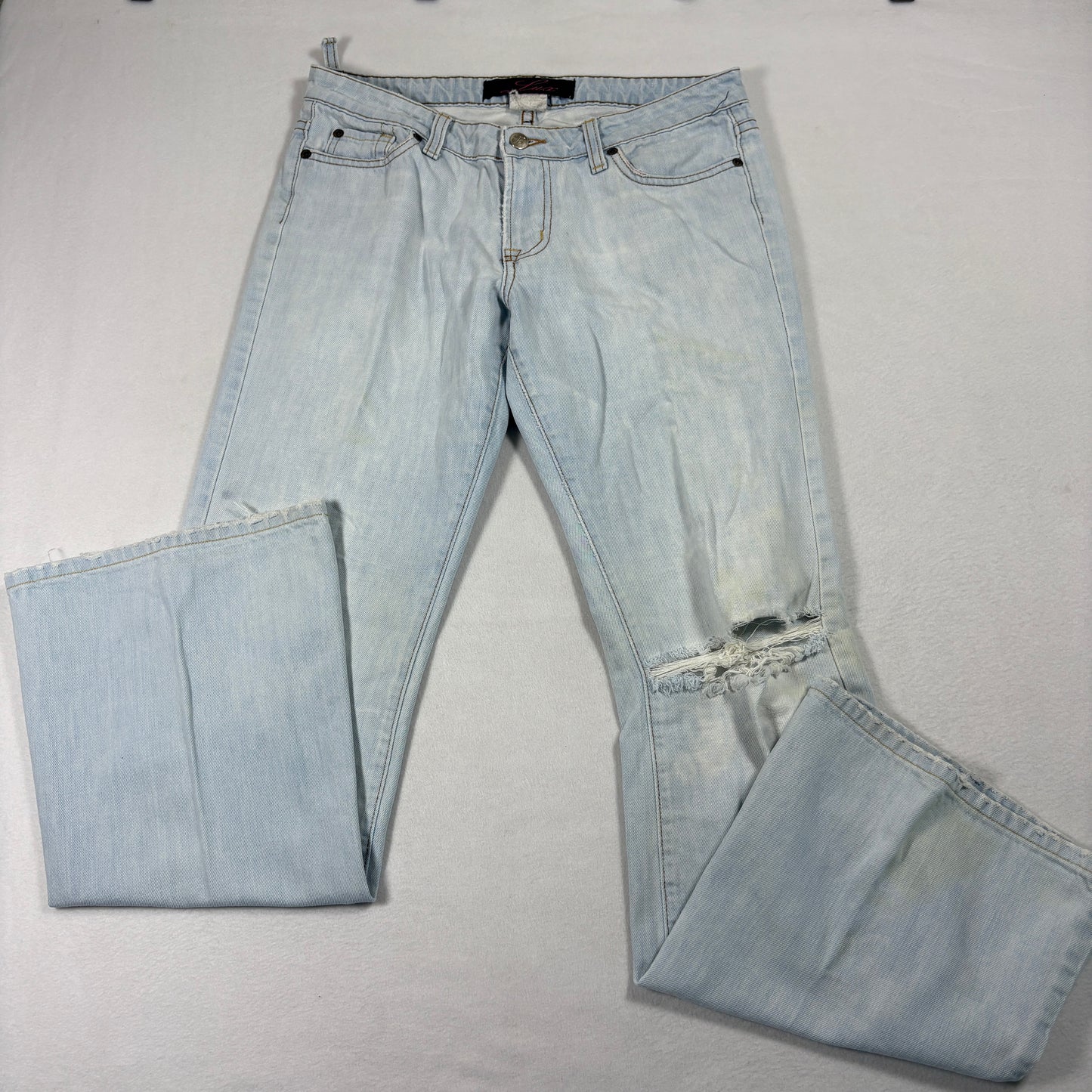 Lux Womens Jeans Size 7 Light Wash Distressed Y2K 90s Grunge Baggy Denim USA