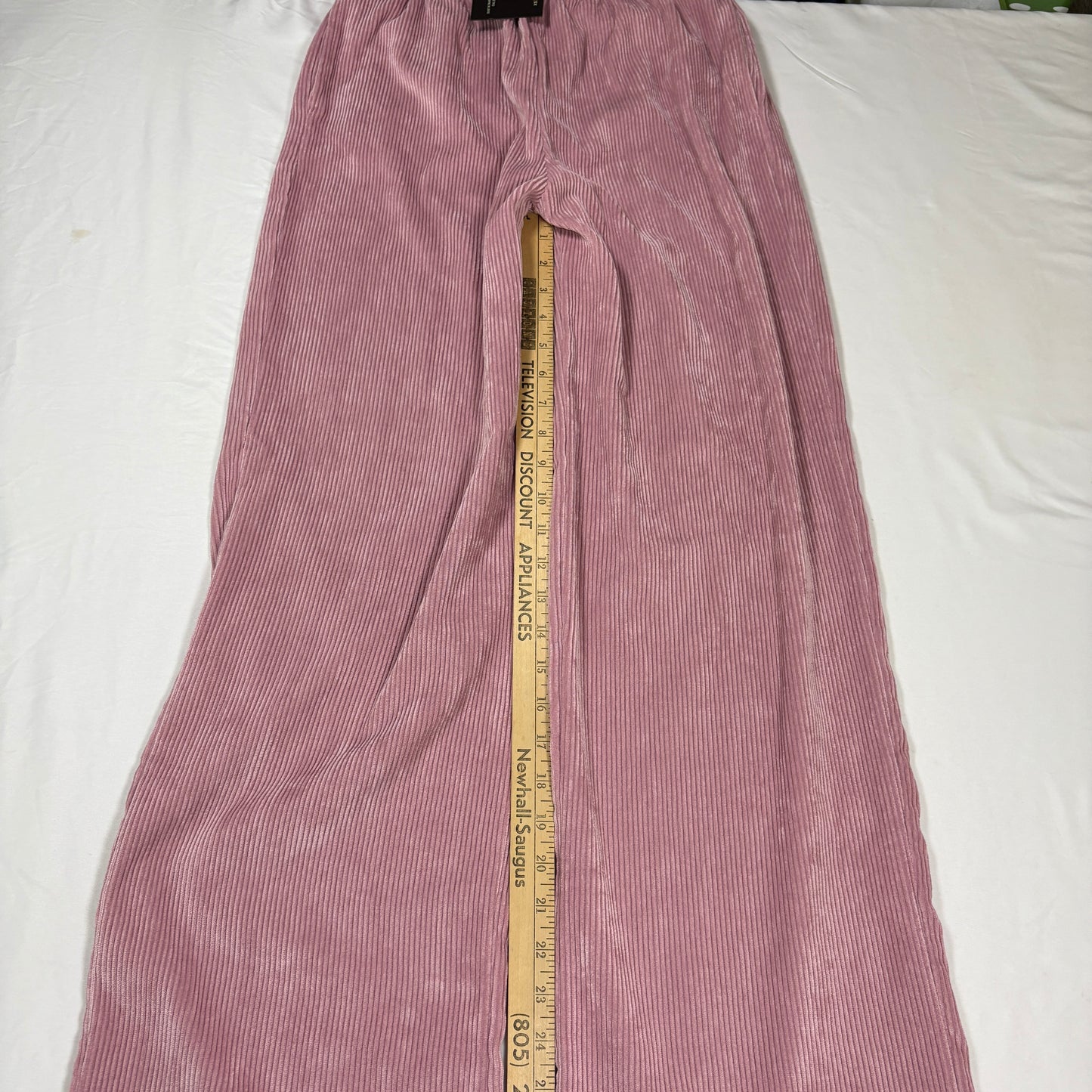Skatie Corduroy Pants Women S Pink Wide Leg Baggy Lounge Pull On Stretch NWT