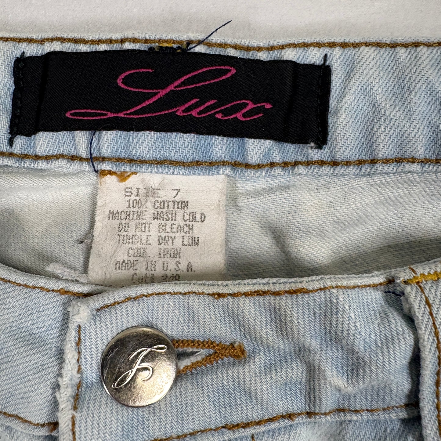 Lux Womens Jeans Size 7 Light Wash Distressed Y2K 90s Grunge Baggy Denim USA