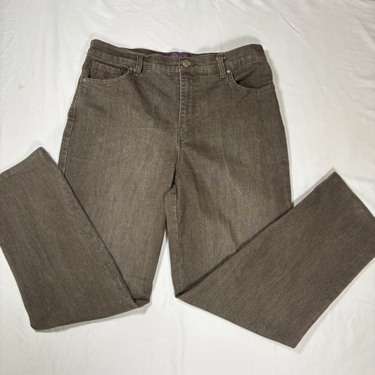Gloria Vanderbilt Amanda Jeans Women 12 Brown Classic Tapered Stretch Denim