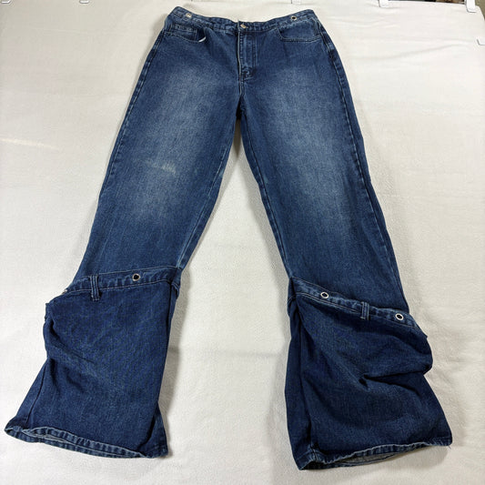 PrettyLittleThing Wide Leg Cargo Jeans Size 8 Fits Like 30x31 Y2K Snap Hem