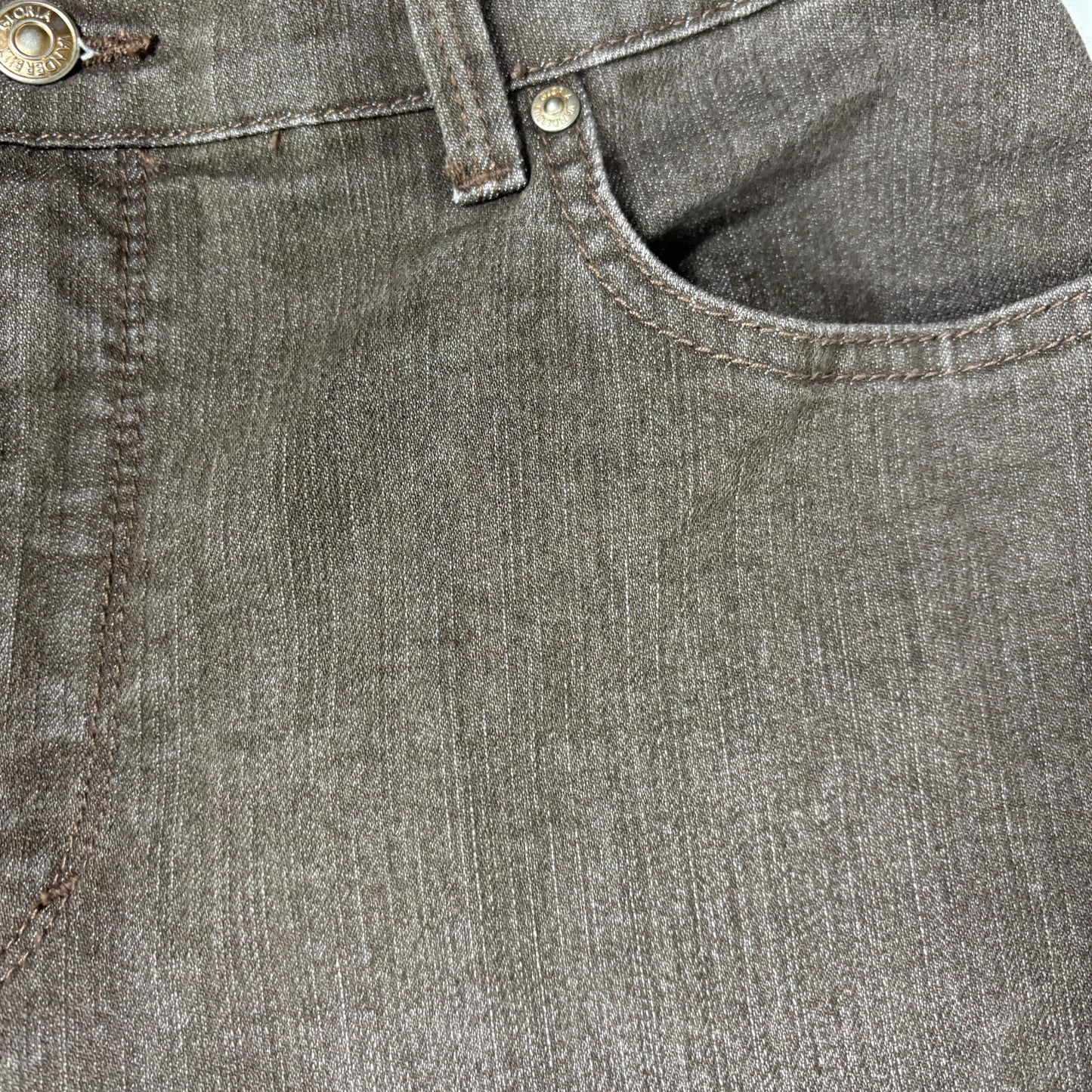 Gloria Vanderbilt Amanda Jeans Women 12 Brown Classic Tapered Stretch Denim