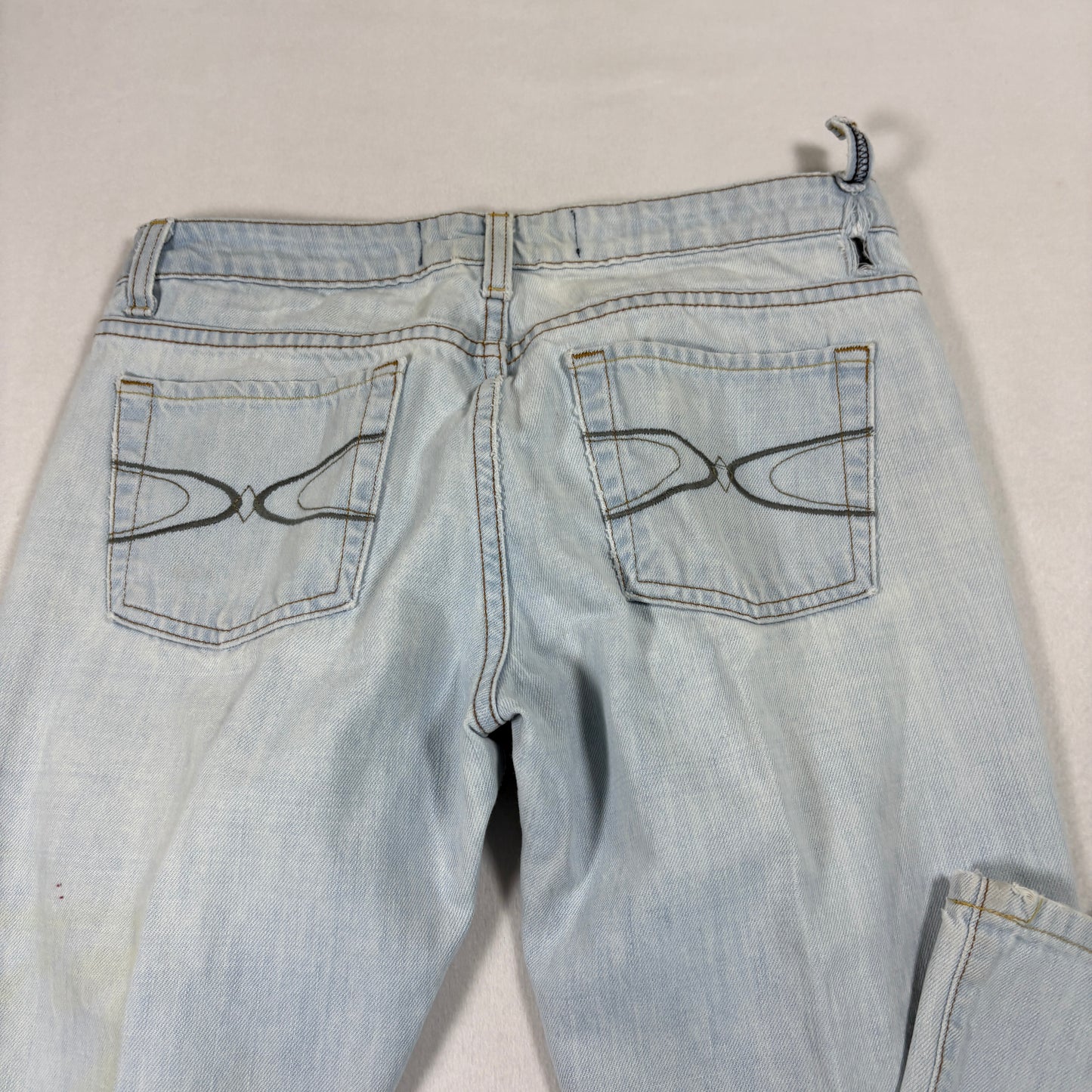 Lux Womens Jeans Size 7 Light Wash Distressed Y2K 90s Grunge Baggy Denim USA