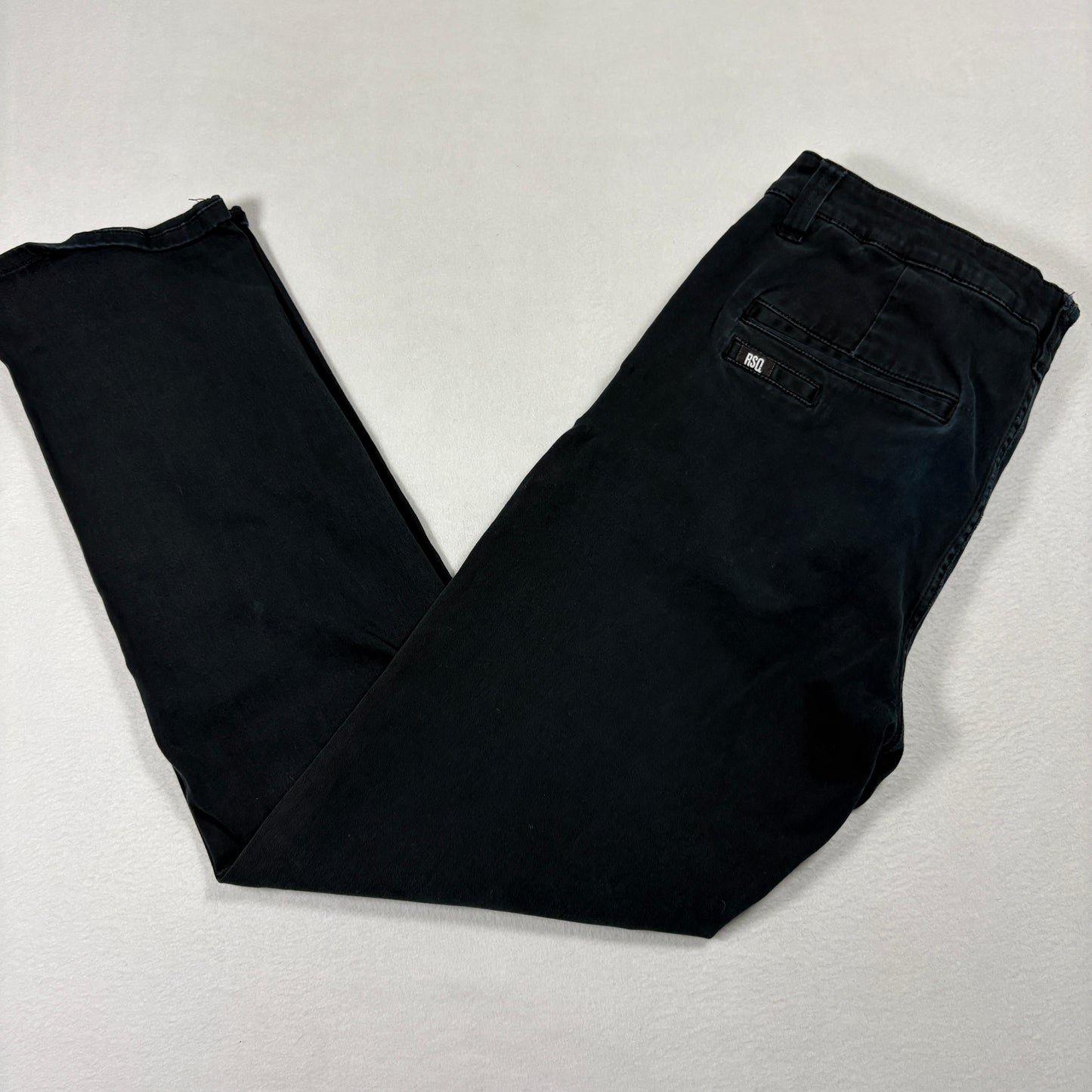 RSQ Mens Chino Pants 34x32 Black London Skinny Slim Fit Casual Y2K Streetwear
