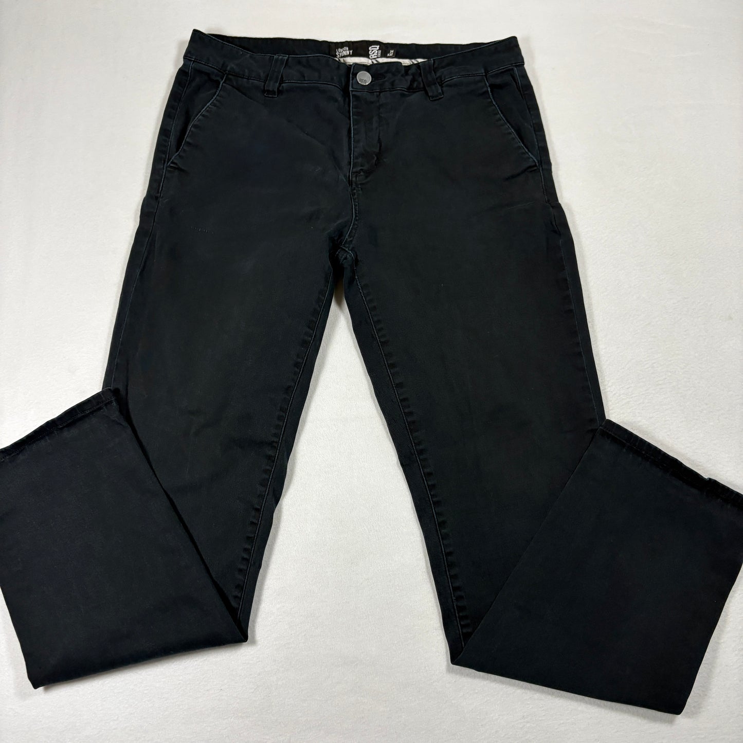 RSQ Mens Chino Pants 34x32 Black London Skinny Slim Fit Casual Y2K Streetwear