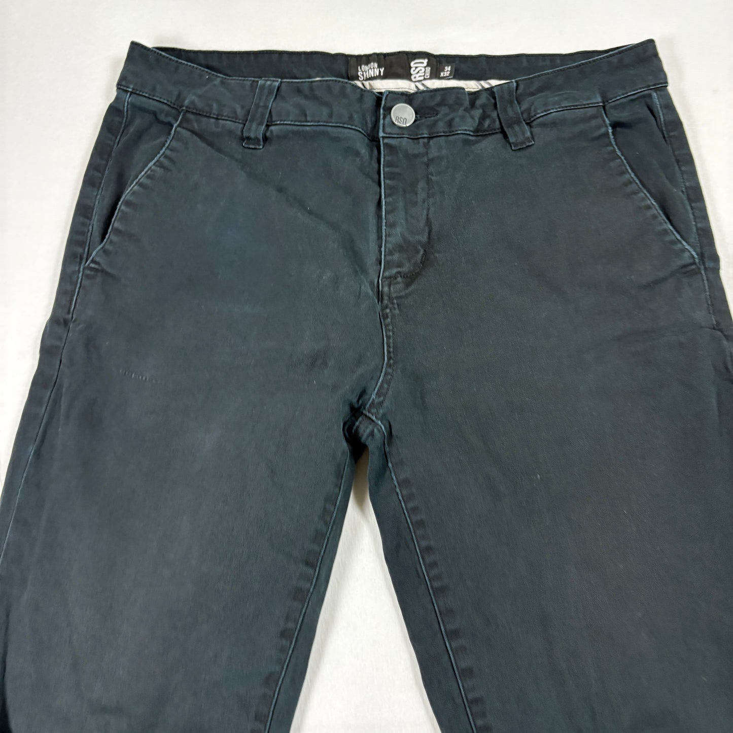 RSQ Mens Chino Pants 34x32 Black London Skinny Slim Fit Casual Y2K Streetwear