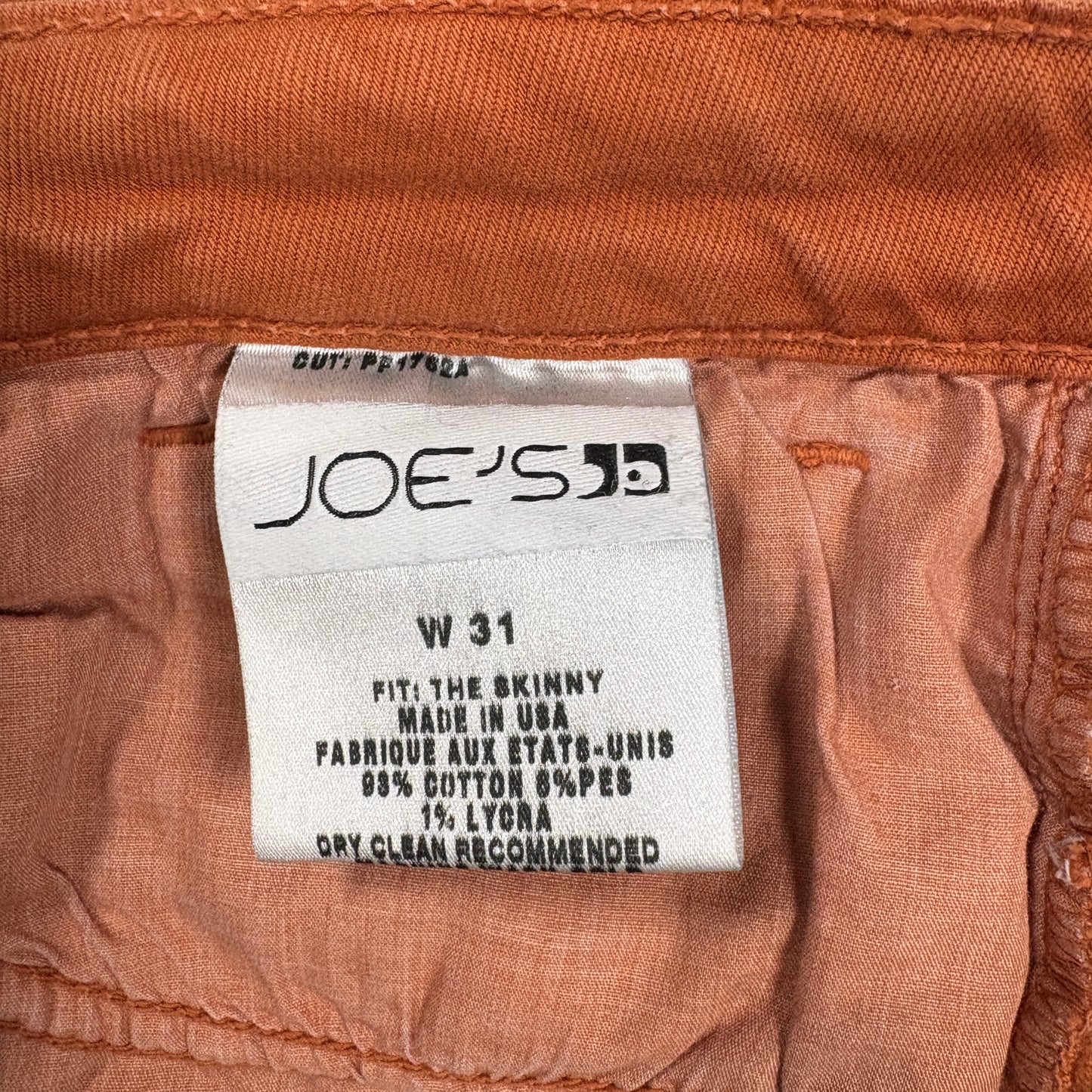 Joe’s Jeans Women’s W31 Skinny Fit Rust Orange Stretch Denim Made in USA
