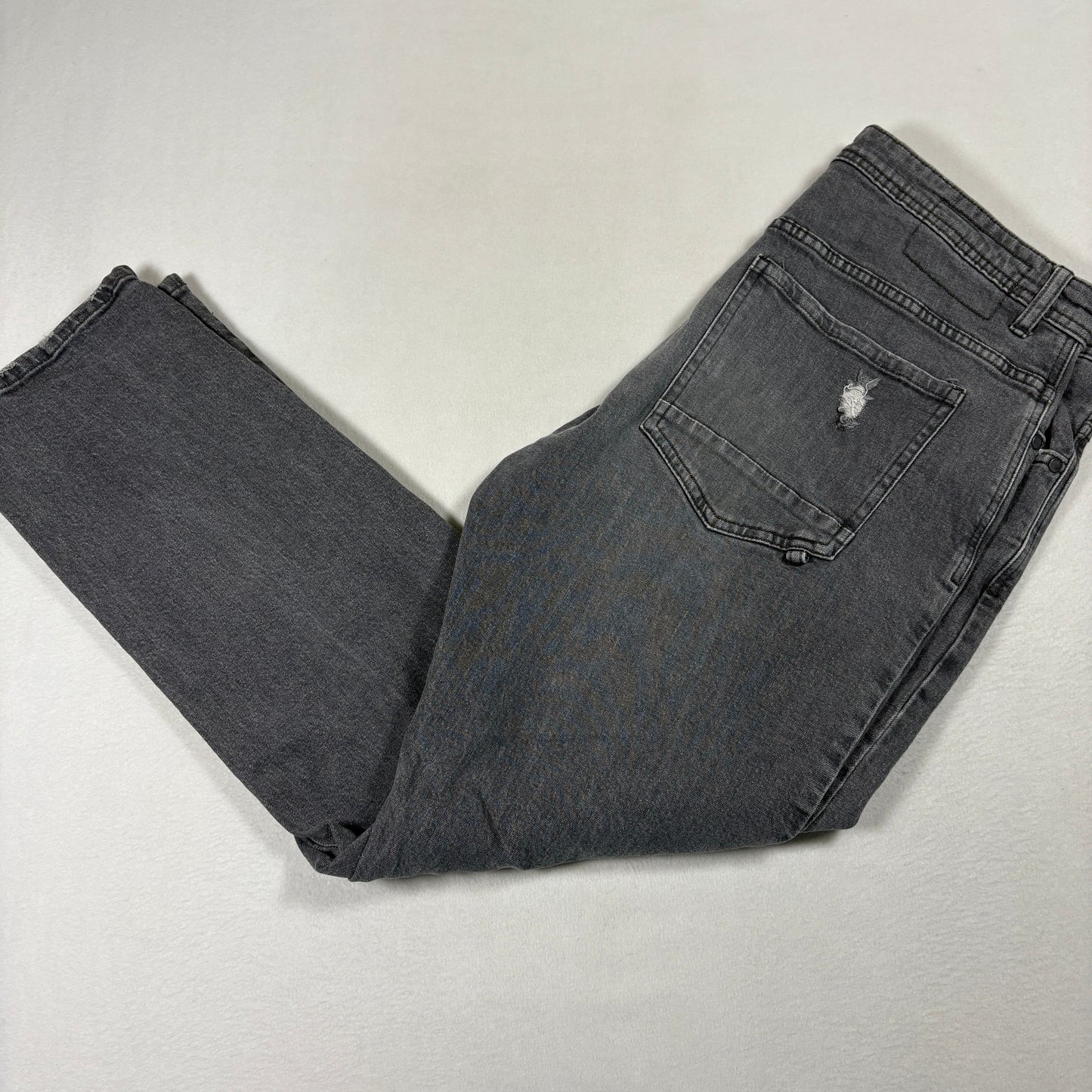 Cotton On Mens Jeans 34 Straight Leg Gray Distressed Denim Y2K 90s Grunge Vintage