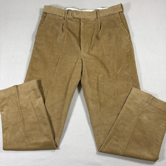 Peter Christian Pants Mens 38x31 Tan Corduroy Trousers Classic Fit Vintage Style