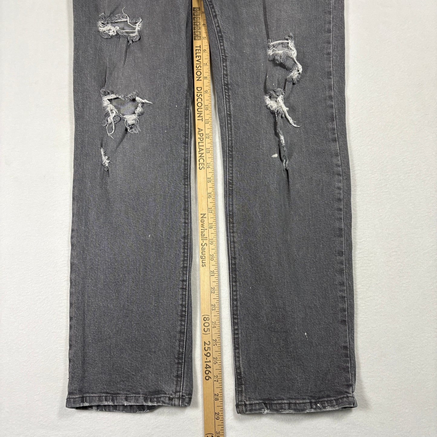 Cotton On Mens Jeans 34 Straight Leg Gray Distressed Denim Y2K 90s Grunge Vintage