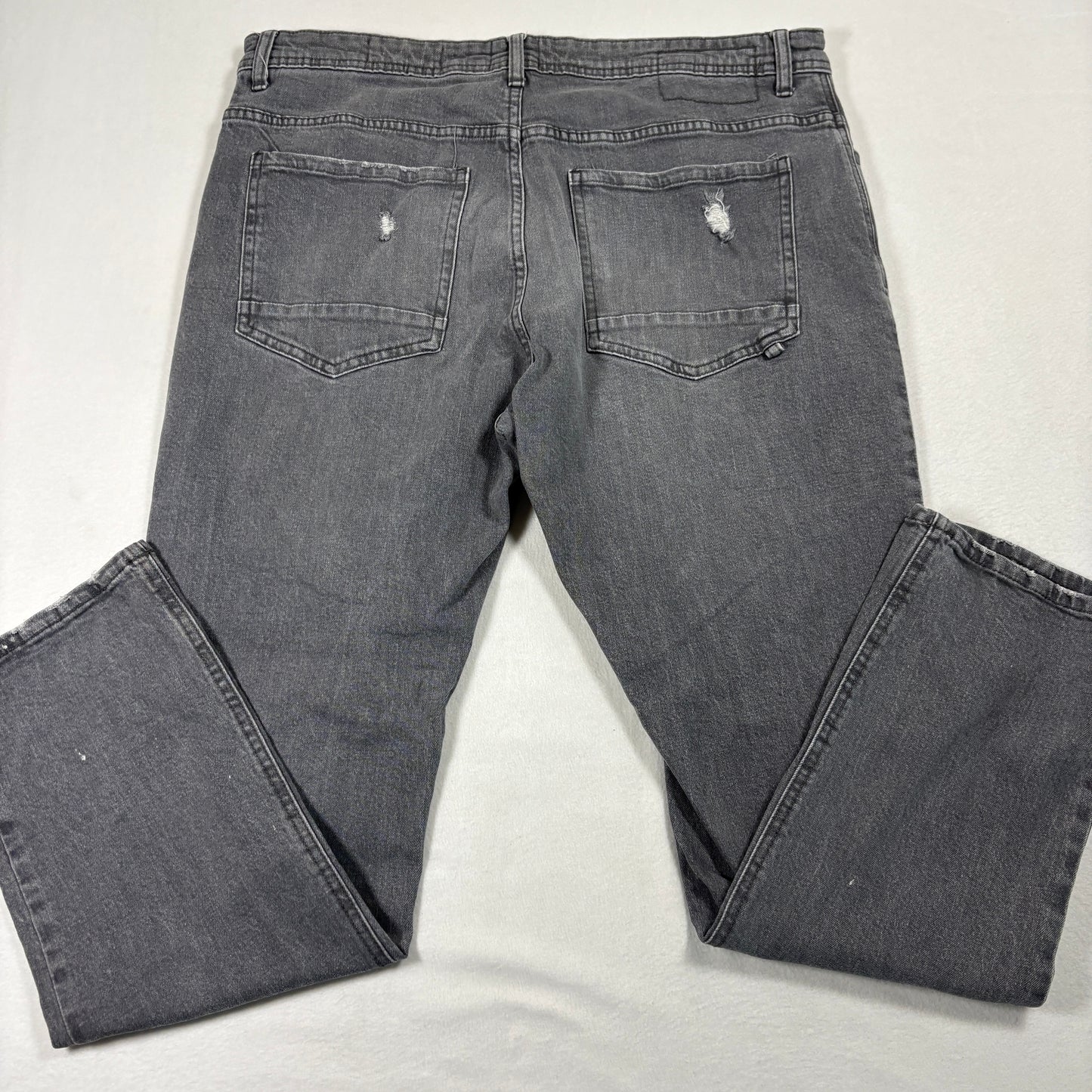Cotton On Mens Jeans 34 Straight Leg Gray Distressed Denim Y2K 90s Grunge Vintage