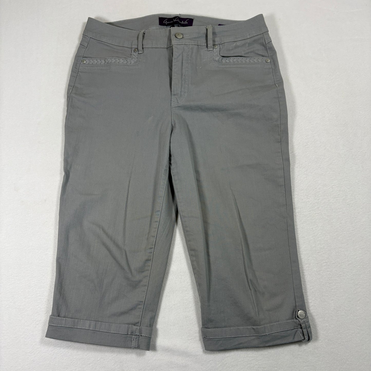 Gloria Vanderbilt Womens Skimmer Capri Pants Size 6 Gray Stretch Casual Y2K