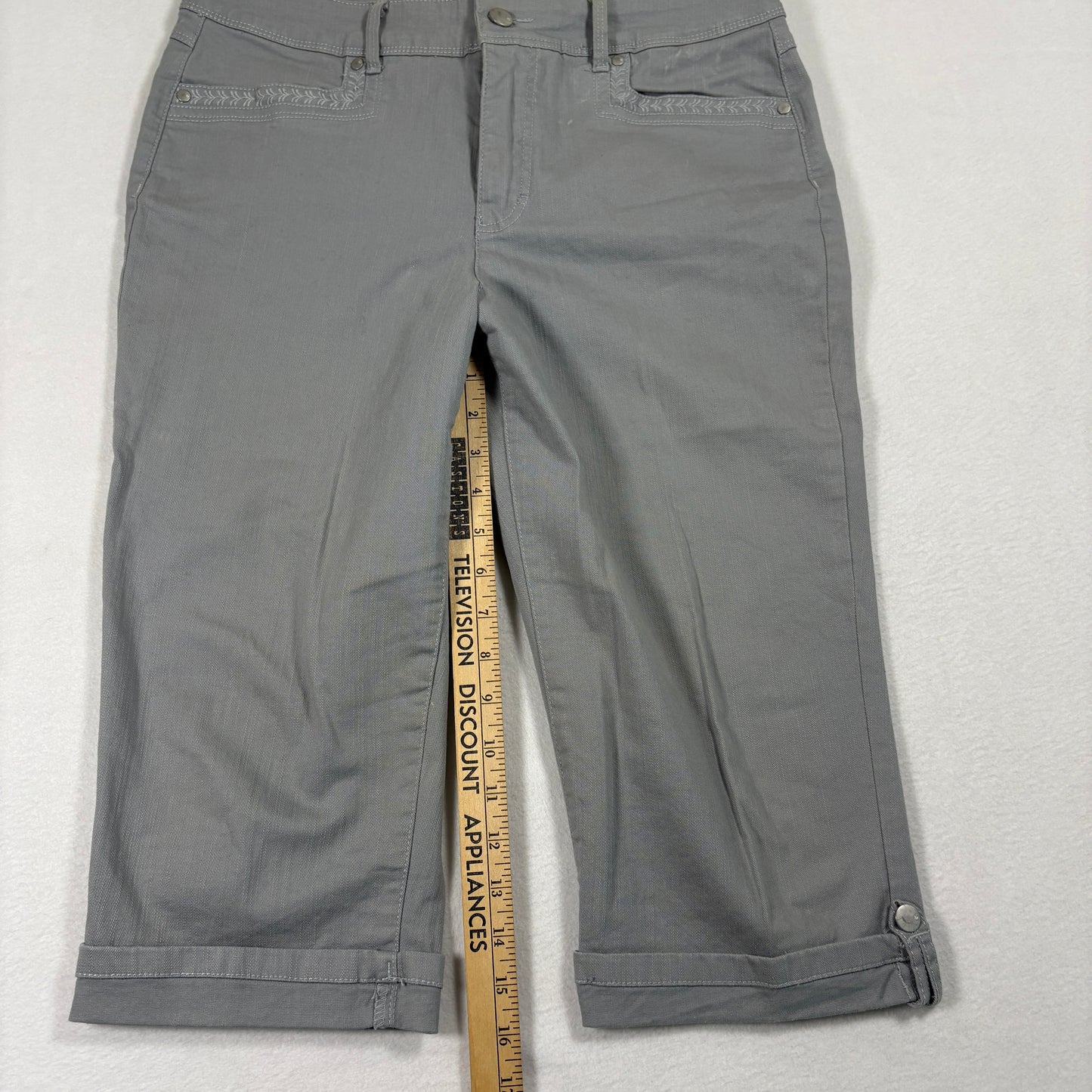 Gloria Vanderbilt Womens Skimmer Capri Pants Size 6 Gray Stretch Casual Y2K