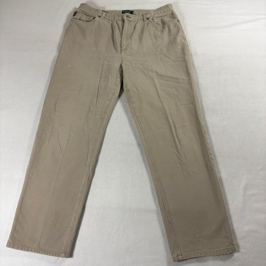 Lauren Jeans Co Ralph Lauren Khaki Straight Leg Pants 16 Fits Like 33x29