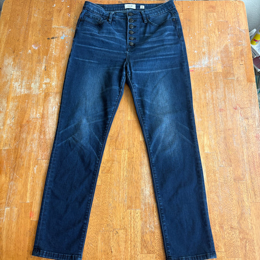 Miss Me High Rise Skinny Jeans Womens 31 Dark Wash Button Fly Stretch Denim