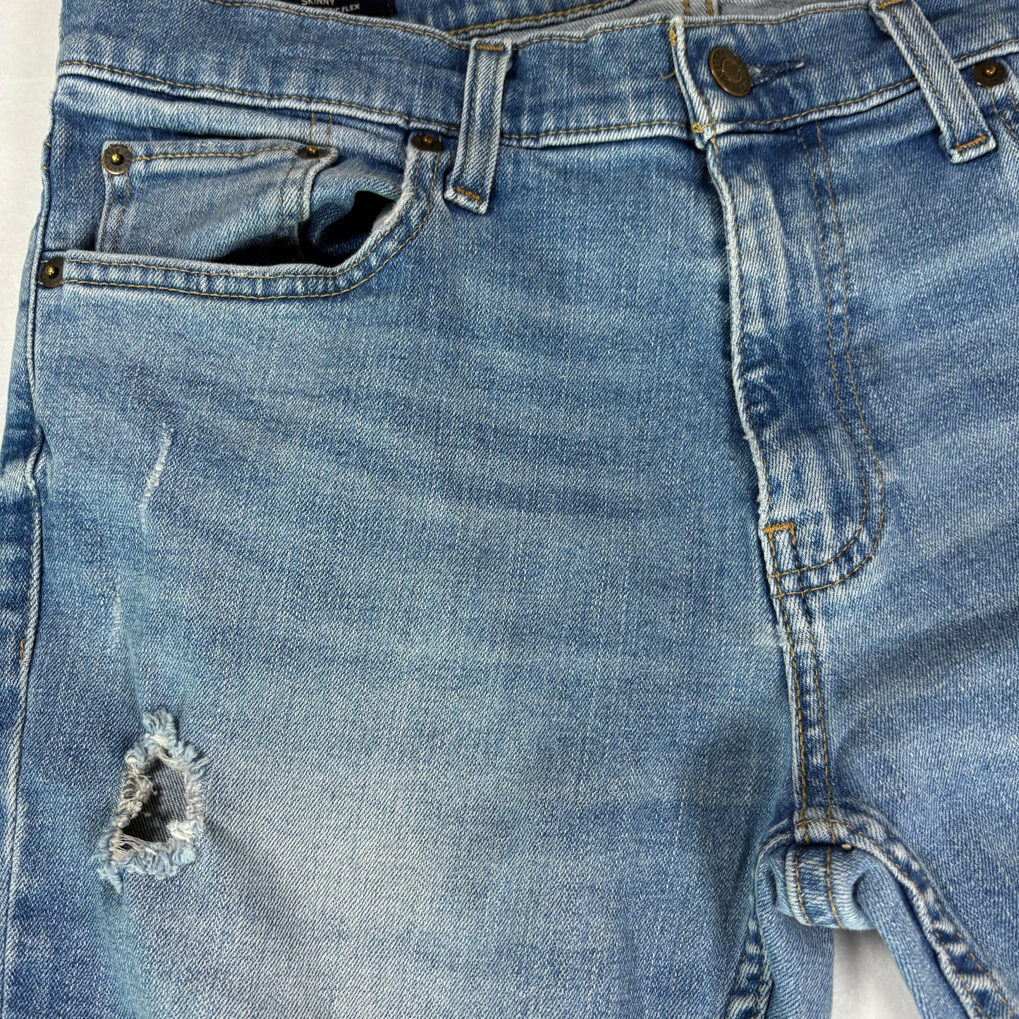 Hollister Jeans Mens 32x32 Light Wash Distressed Slim Fit Denim Blue Pants