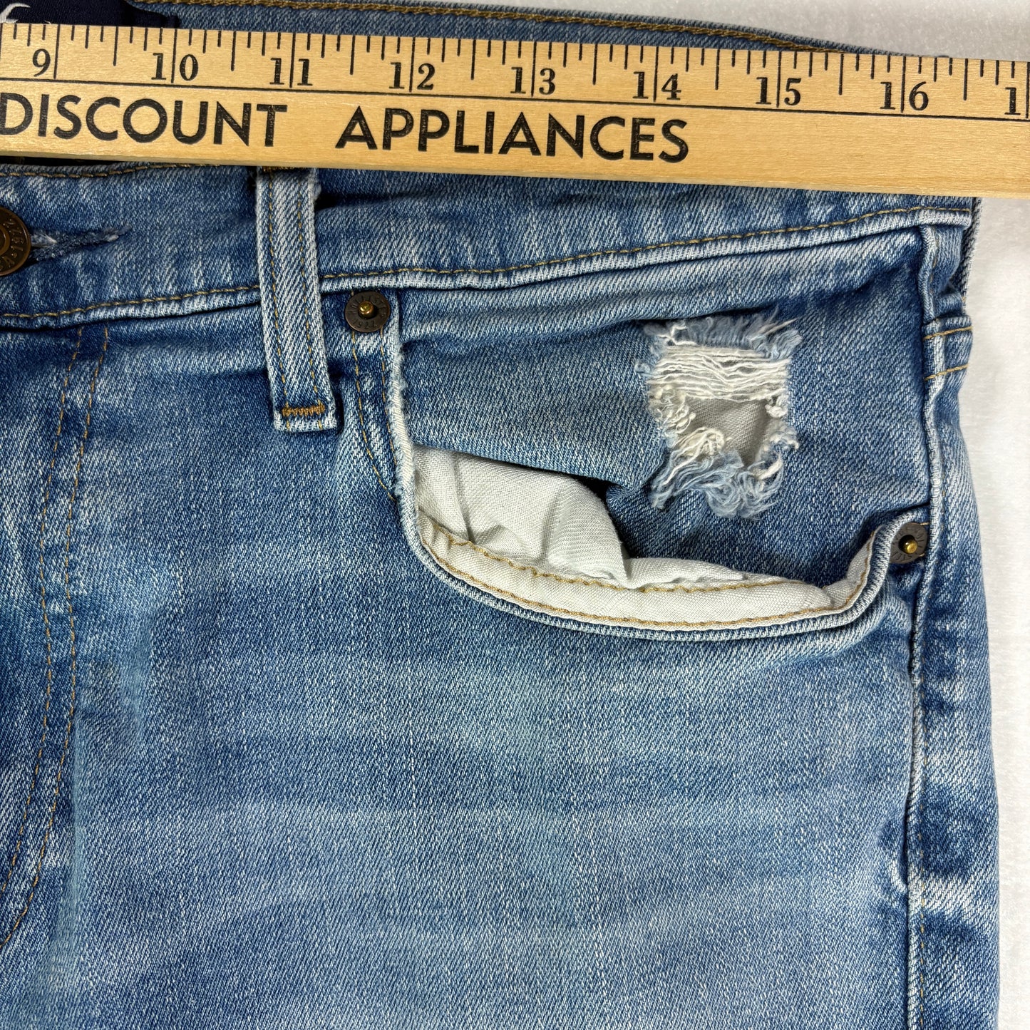 Hollister Jeans Mens 32x32 Light Wash Distressed Slim Fit Denim Blue Pants