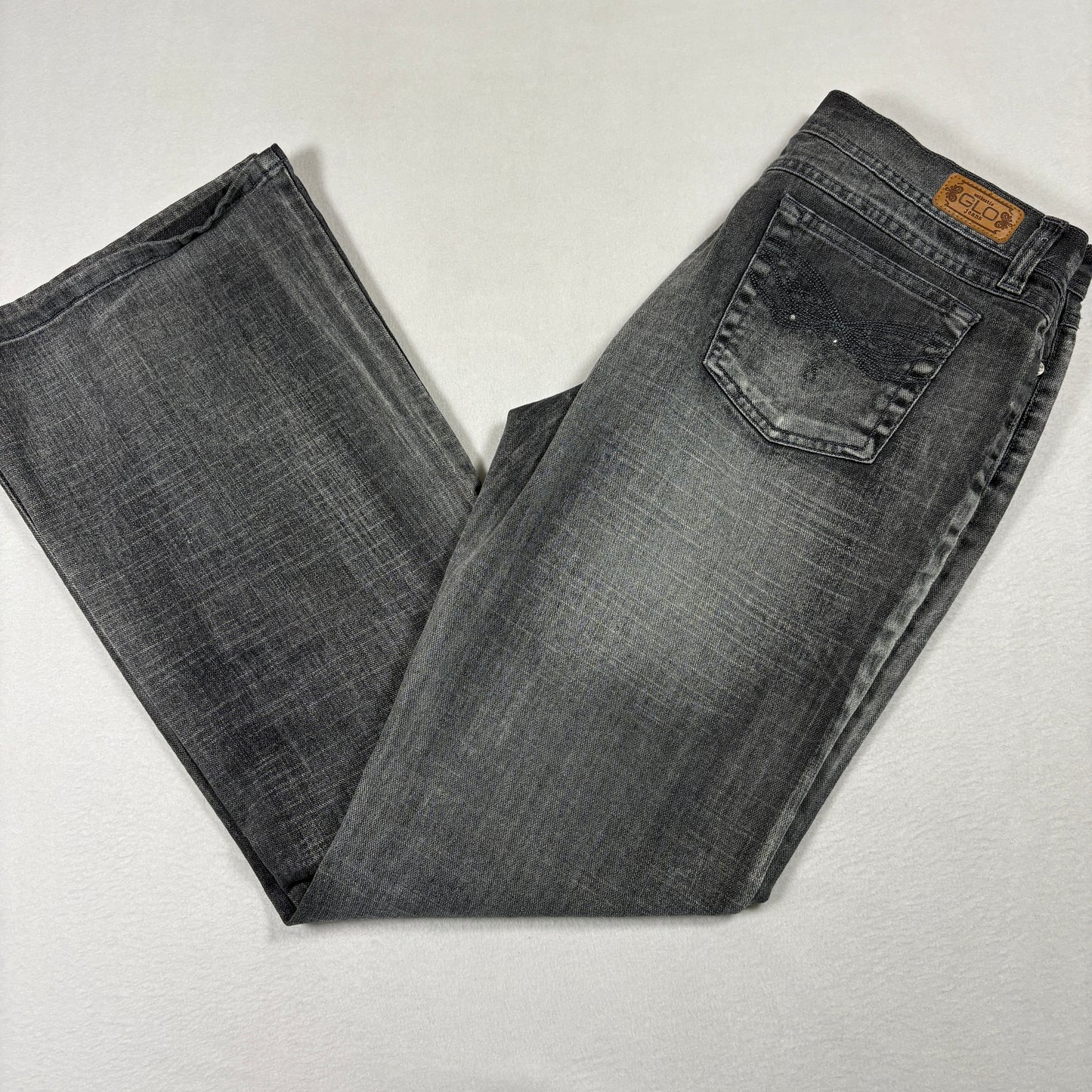 GLO Womens Jeans Size 11 Gray Wash Bootcut Denim Y2K 90s Grunge Distressed