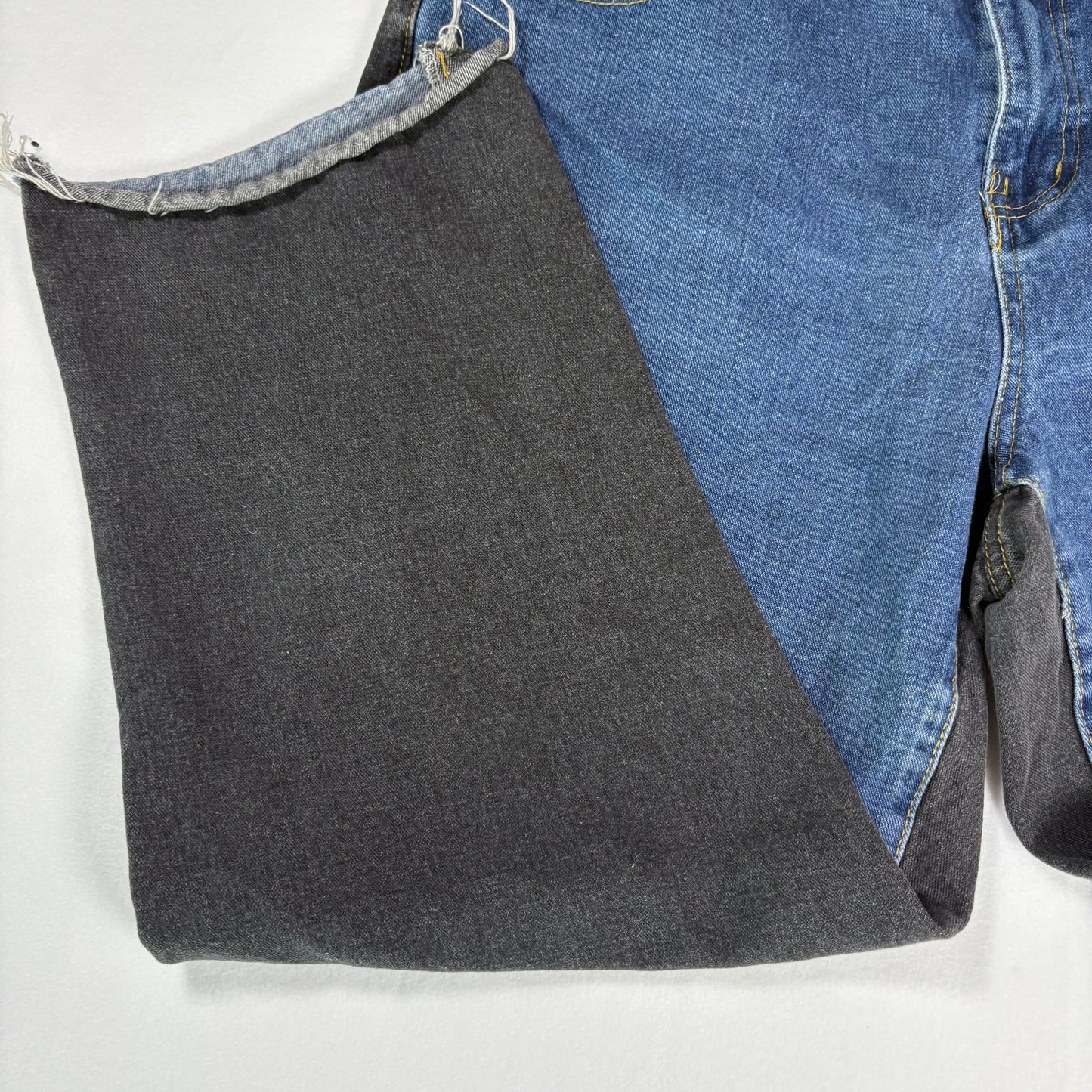 SHEIN Curve Jeans Womens 1XL Two Tone Blue Black Wide Leg Baggy Denim Pants