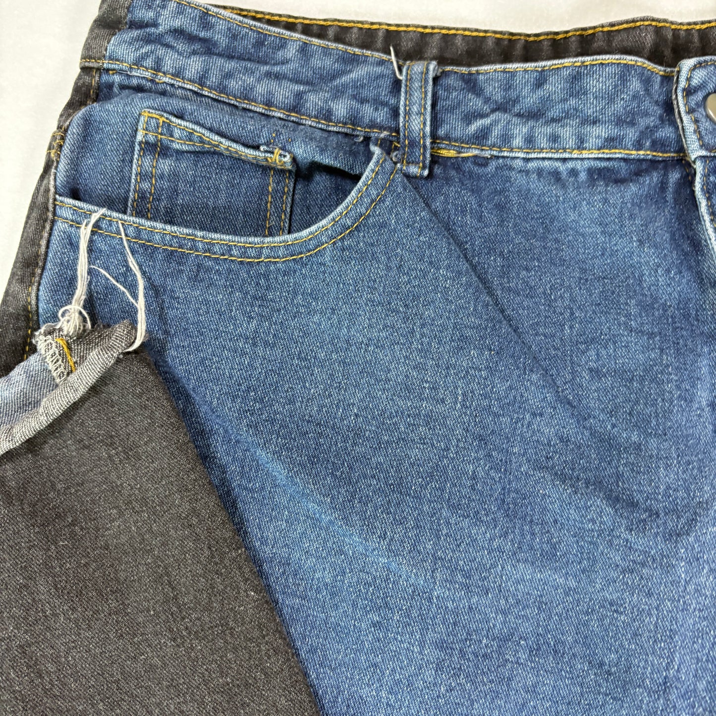 SHEIN Curve Jeans Womens 1XL Two Tone Blue Black Wide Leg Baggy Denim Pants