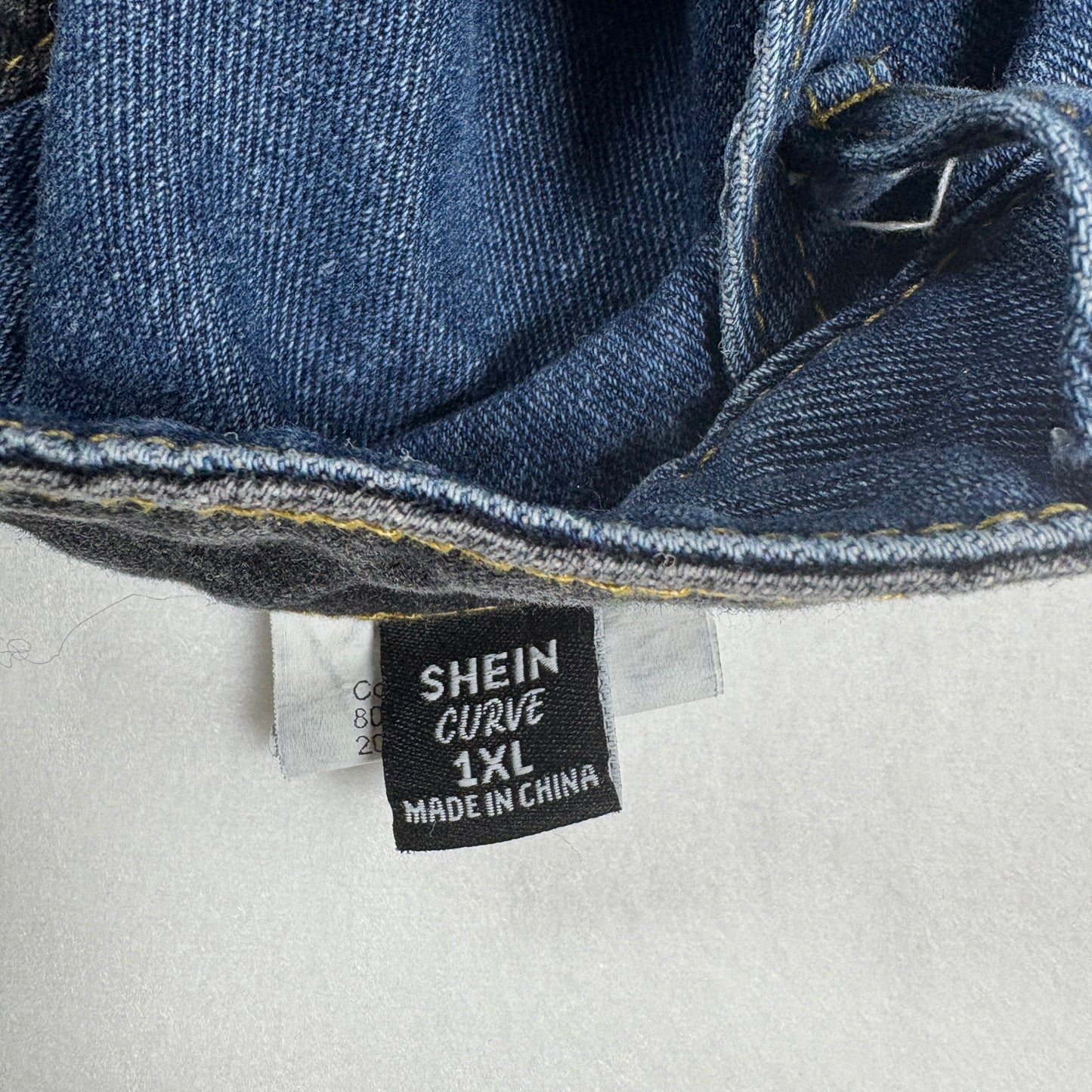 SHEIN Curve Jeans Womens 1XL Two Tone Blue Black Wide Leg Baggy Denim Pants