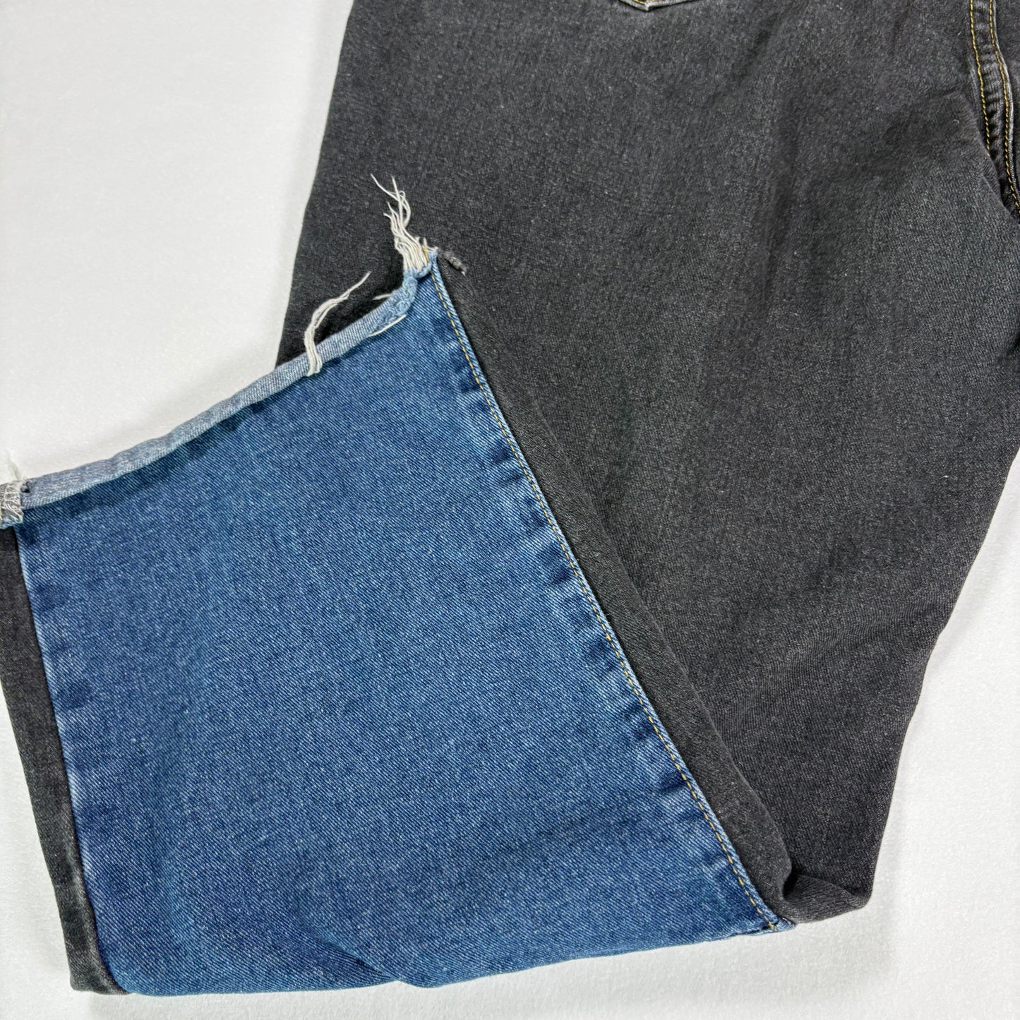 SHEIN Curve Jeans Womens 1XL Two Tone Blue Black Wide Leg Baggy Denim Pants