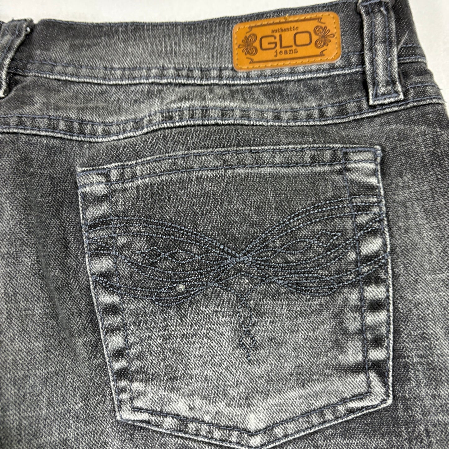 GLO Womens Jeans Size 11 Gray Wash Bootcut Denim Y2K 90s Grunge Distressed